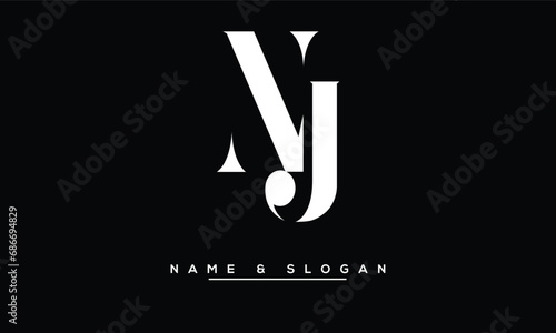 NJ, JN, N, J Abstract Letters Logo Monogram