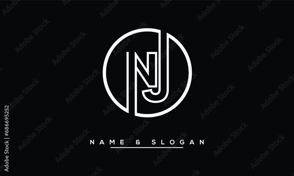 NJ, JN, N, J Abstract Letters Logo Monogram NJ, JN, N, J Abstract Letters Logo Monogram