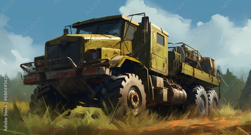 Fototapeta premium car truck, dump truck, trucking, transportation