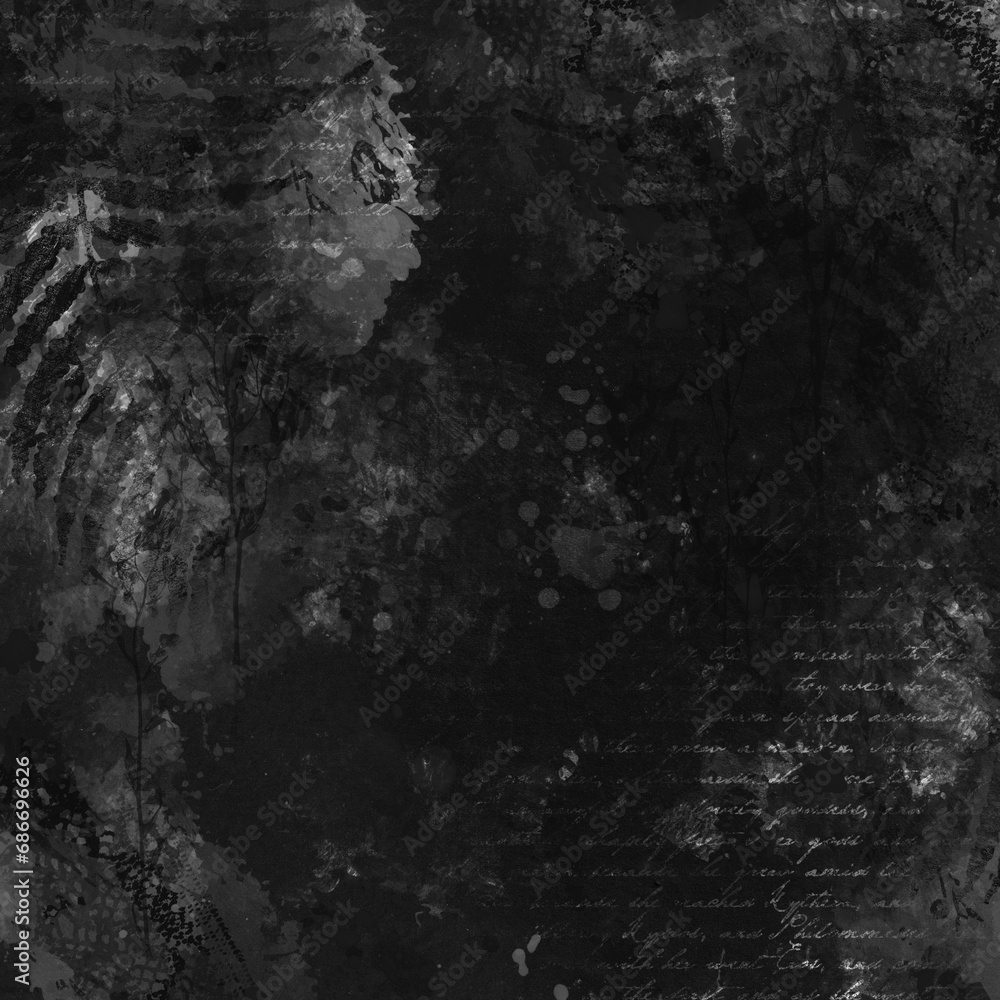 Abstract drawn grunge background. Artistic creative monochromatic texture. Basis black and white mask