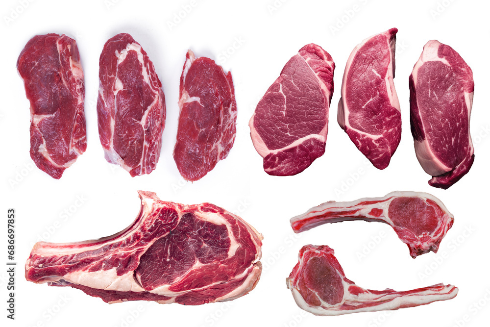 Fototapeta premium Raw Beef Shanks with Bone stock photo | raw meat on white background