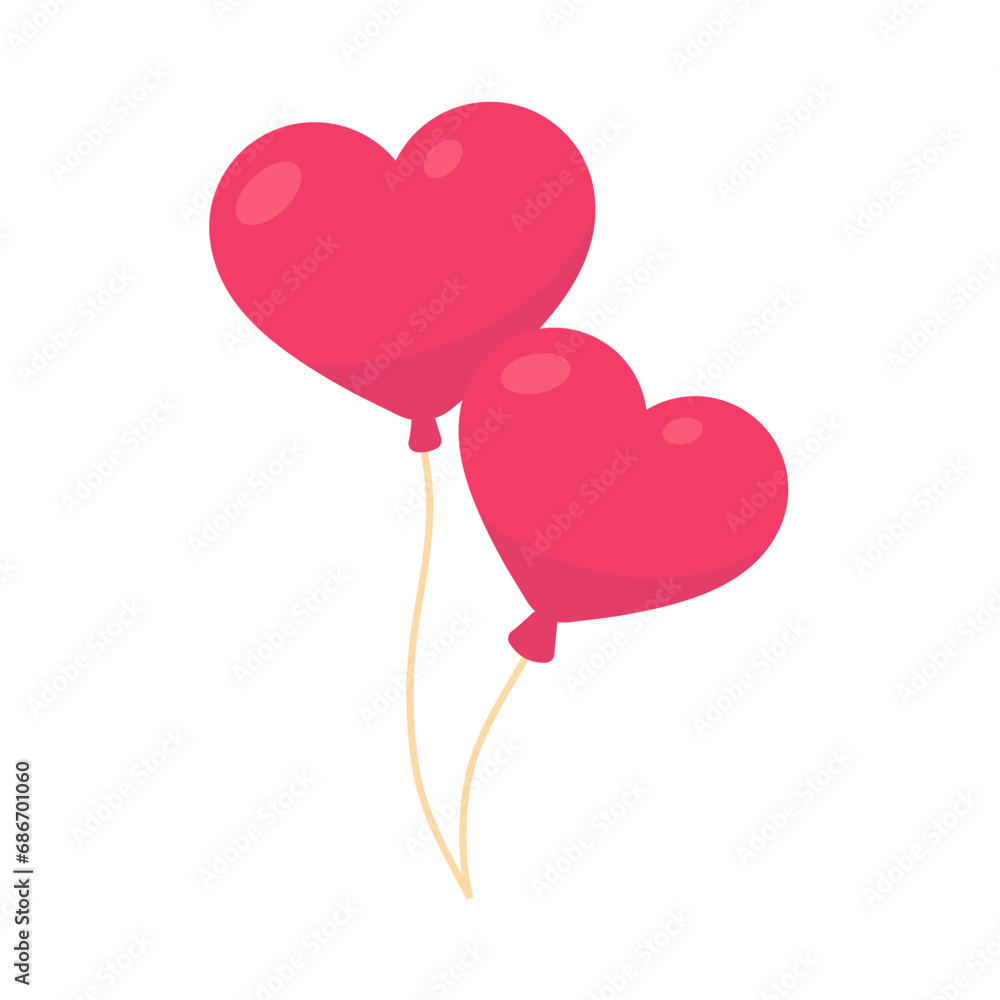 Couple heart balloons. Red balloons and strings tied together like a couple's love