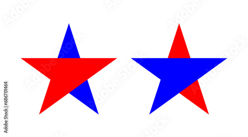 Red and blue star award icons set illustration vector. Christmas stars shape logo isolated on white background.