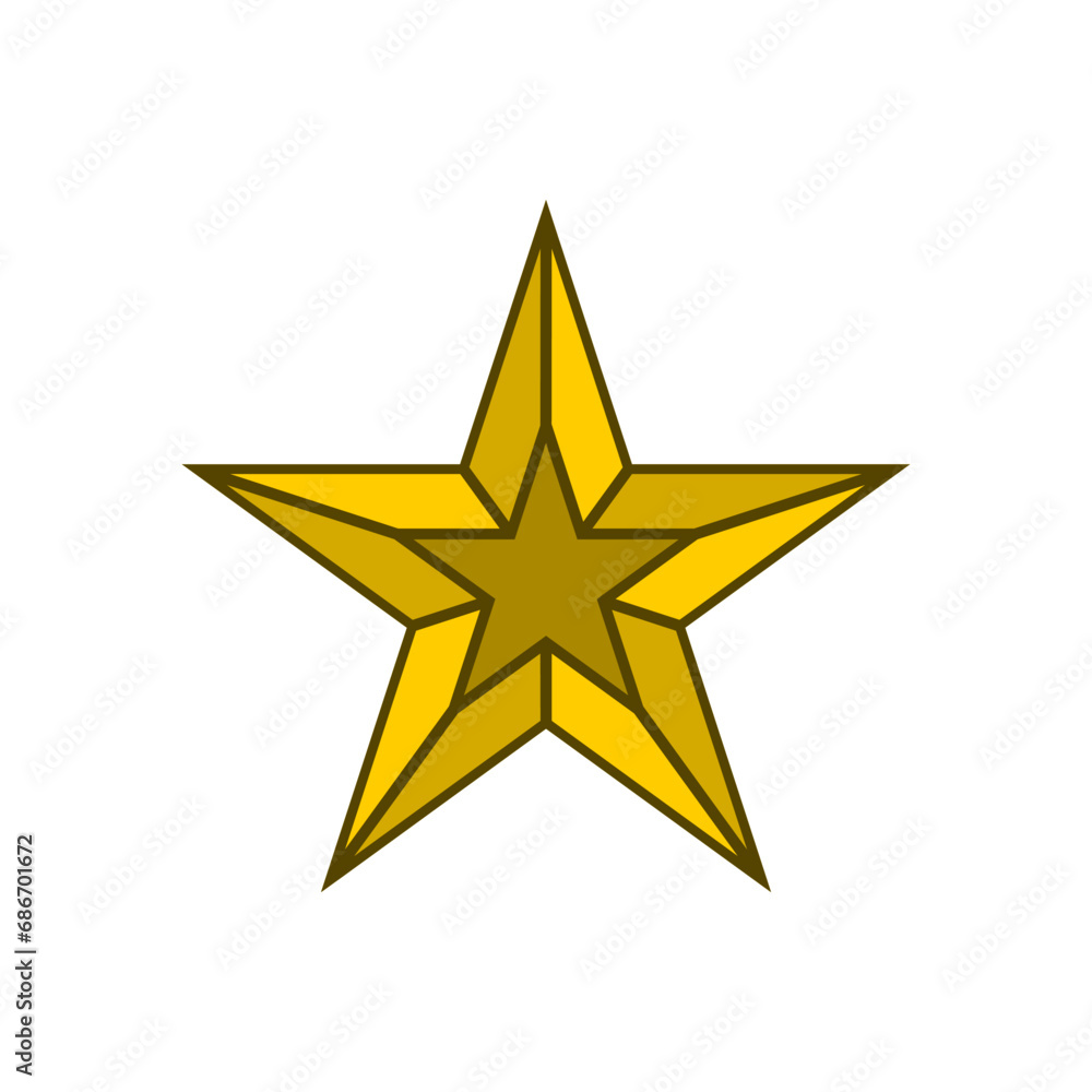 Black and yellow gold Christmas star line icon illustration vector. 3d star award logo isolated on white background.