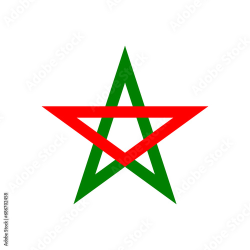 Red and green pentagram line icon illustration vector. Christmas star shape logo isolated on white background.