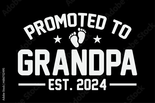 Promoted to Grandpa est 2024 Funny Grandparents Baby Announcement Shirt Design