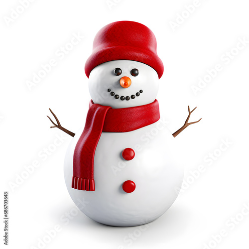 Cute snowman isolated on white background