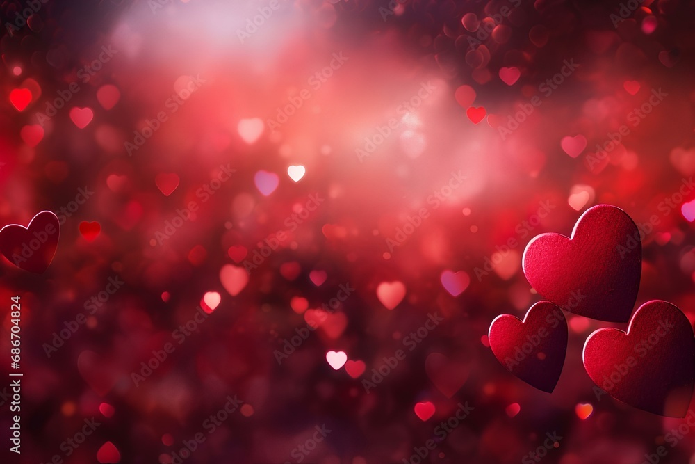 Background with hearts, romantic cover, red background with lots of hearts for Valentine's day and wedding.