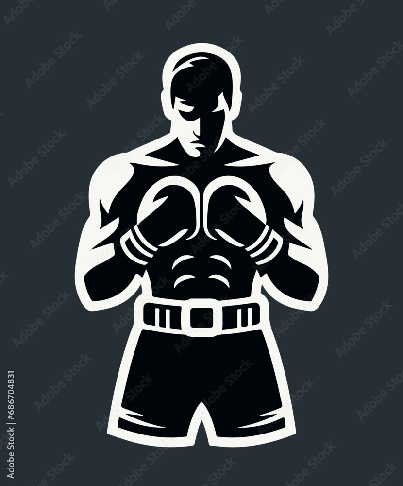 Strong boxer. flat black vector icon, logo Strong boxer. flat black vector icon, logo