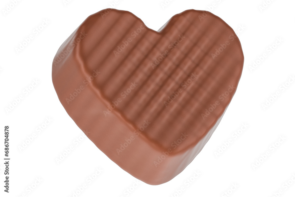 Chocolate candy heart, 3D rendering isolated on transparent background Chocolate candy heart, 3D rendering isolated on transparent background