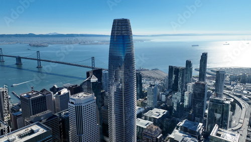 Salesforce Tower At San Francisco In California United States. Downtown City Skyline. Transportation Scenery. Salesforce Tower At San Francisco In California United States. 