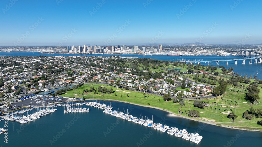 Bay Circle Park At San Diego In California United States. Paradise Beach Scenery. Seascape Harbor. Bay Circle Park At San Diego In California United States. 
