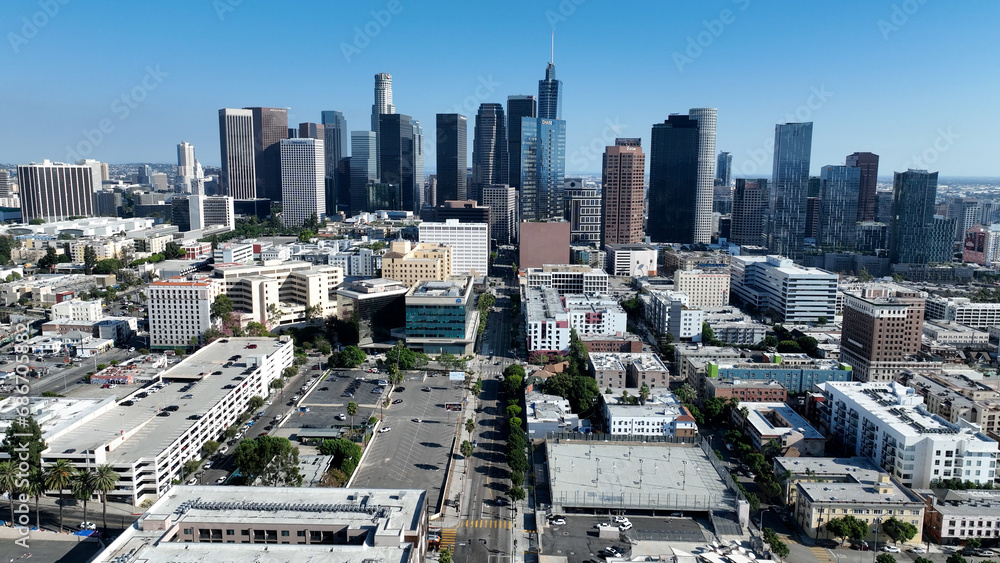 Obraz premium Highrise Buildings At Los Angeles In California United States. Business Travel Landscape. Highrise Buildings. Highrise Buildings At Los Angeles In California United States. 