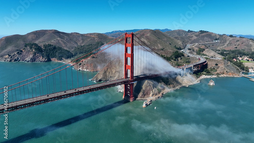 Golden Gate Bridge At San Francisco In California United States. Highrise Building Architecture. Tourism Travel. Golden Gate Bridge At San Francisco In California United States. 