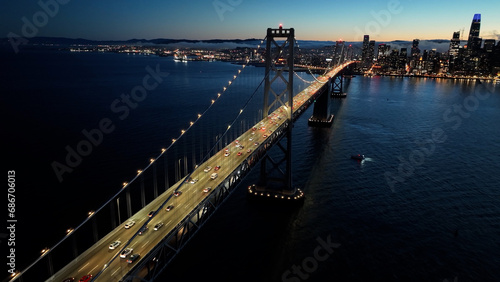 Oakland Bay Bridge At Oakland In California United States. Highrise Building Architecture. Tourism Travel. Oakland Bay Bridge At Oakland In California United States. 