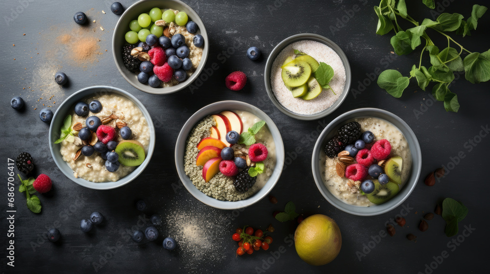 Fresh granola yogurt healthy vegetarian breakfast bowl food organic fruits Fresh granola yogurt healthy vegetarian breakfast bowl food organic fruits