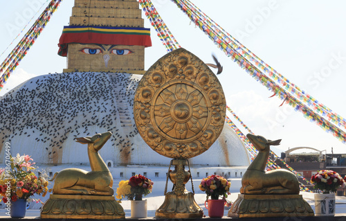 Boudhanath stupa with the eyes of buddha photo