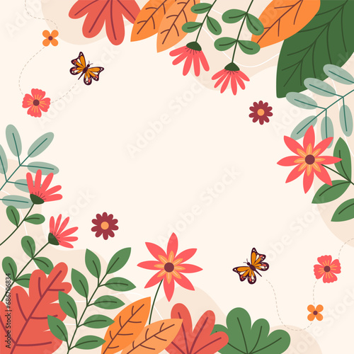 Flowers Spring Season Square Background for Wallpaper or Social Media Post Template
