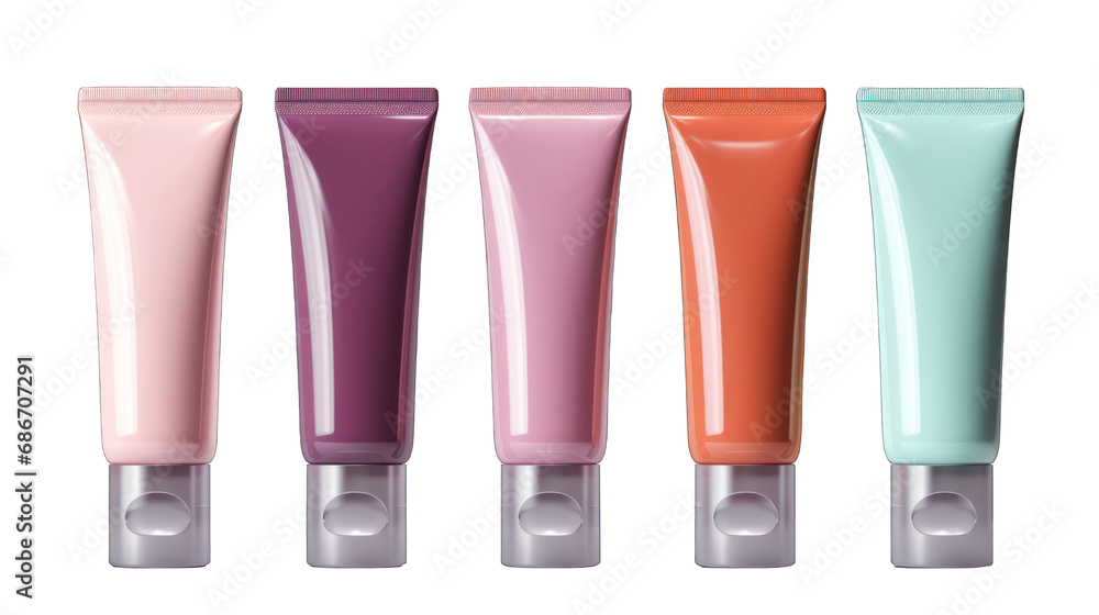 Set of Facial Cleanser Tubes Isolated on Transparent or White Background, PNG Set of Facial Cleanser Tubes Isolated on Transparent or White Background, PNG