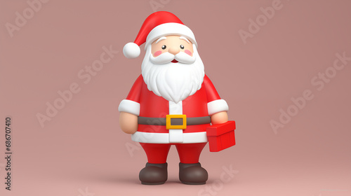 santa claus with a gift 3d clay style 