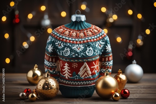 knitted Christmas ugly sweater bauble