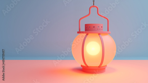 candle in a glass vase Chinese lantern 3d clay style 