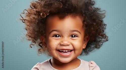 Happy Young Girl Dark Curly Hair, Background HD For Designer
