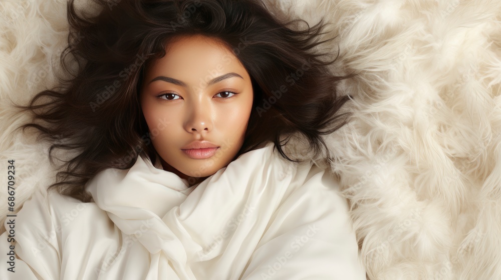 Oversleeping Asian Woman White Muslim Wearing,  Background HD For Designer