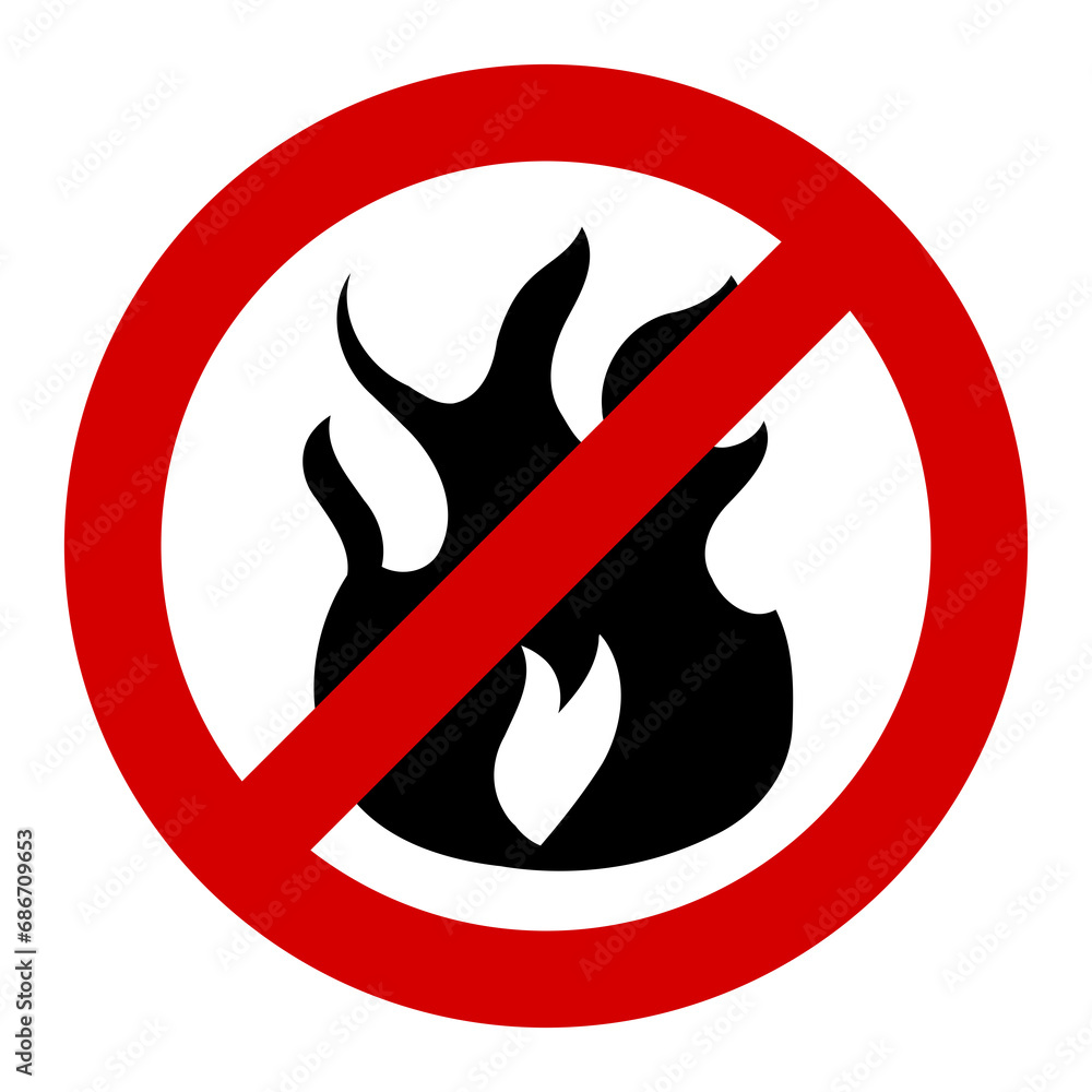 Fire ban - no open fires sign. Forbidden bonfires. PNG design with transparent background. Fire ban - no open fires sign. Forbidden bonfires. PNG design with transparent background.