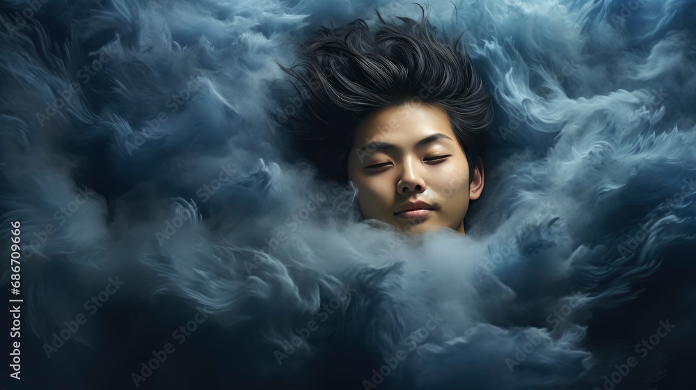 Portrait Asian Obese Boy Awaking Wake, Background HD For Designer Portrait Asian Obese Boy Awaking Wake, Background HD For Designer
