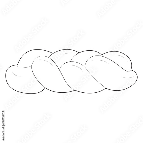 Challah, traditional holiday bread. Happy Hanukkah Illustration. Coloring page. Hanukkah line art design vector illustration seamless coloring book. Separate objects. Hand drawn design elements.