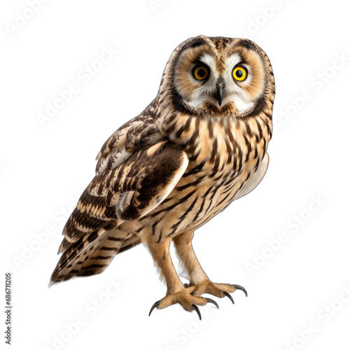 Short-eared Owl isolated on transparent background