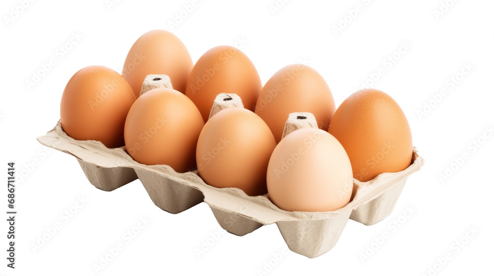 Eggs in carton isolated on transparent background, PNG image with background removed, Сreated with Generative Ai technology Eggs in carton isolated on transparent background, PNG image with background removed, Сreated with Generative Ai technology