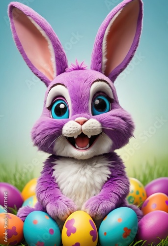 Cute cartoon happy Easter bunny