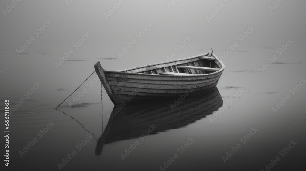 A boat sitting on top of a body of water A boat sitting on top of a body of water