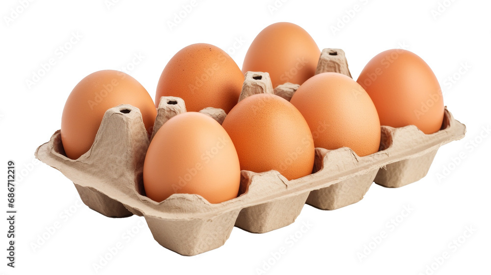 Eggs in carton isolated on transparent background, PNG image with background removed, Сreated with Generative Ai technology Eggs in carton isolated on transparent background, PNG image with background removed, Сreated with Generative Ai technology