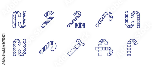 Canes line icon set. Editable stroke. Vector illustration. Containing walking stick  candy cane  cane.