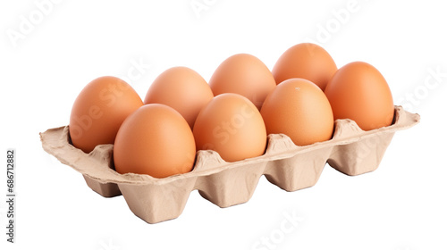 Eggs in carton isolated on transparent background, PNG image with background removed, Сreated with Generative Ai technology