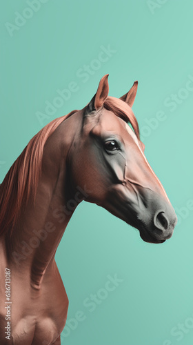 Ultra minimalism photography of a horse  pastel color phone background created with Generative Ai