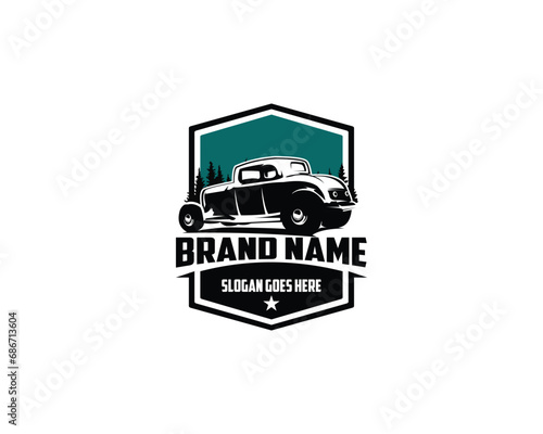 vintage coupe of 1932. premium vector design. isolated white background shown from behind. best for badges, emblems, icons, and sticker designs