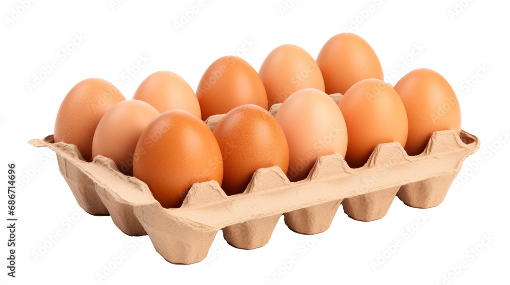 Eggs in carton isolated on transparent background, PNG image with background removed, Сreated with Generative Ai technology Eggs in carton isolated on transparent background, PNG image with background removed, Сreated with Generative Ai technology