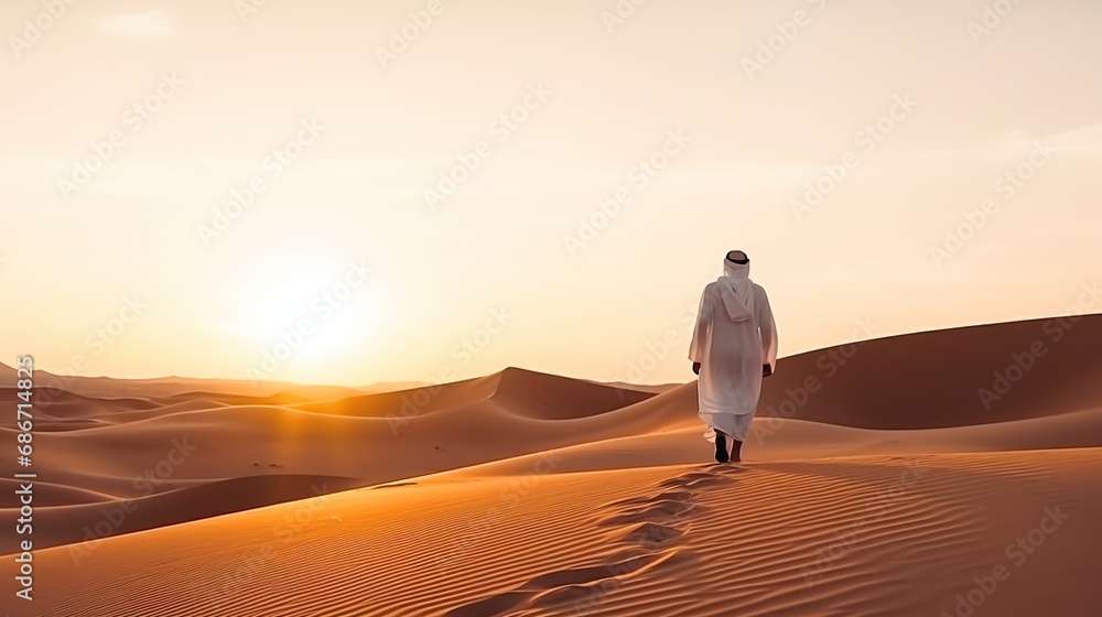 a man is in the desert