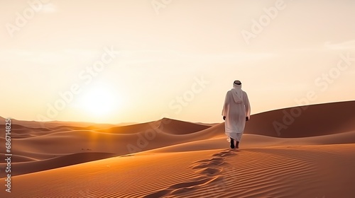 a man is in the desert