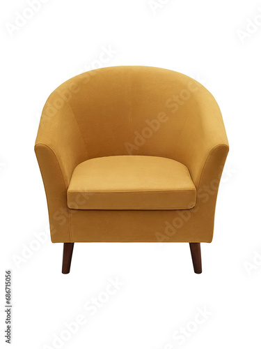 modern furniture, interior, home design in minimal style. orange fabric armchair