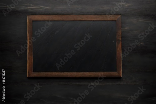 slate blackboard template , blank wooden framed chalkboard hanging on wall 