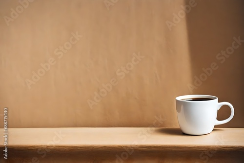 white tea cup in minimal stucco background