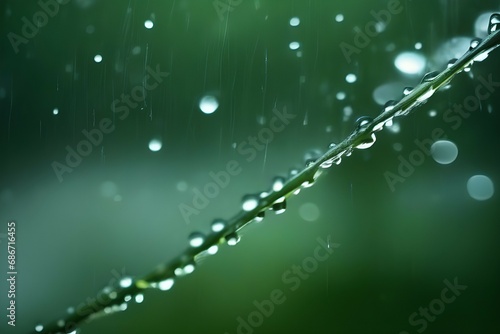 Dew-Kissed Greens: Close-Up View of Glistening Water Droplets.