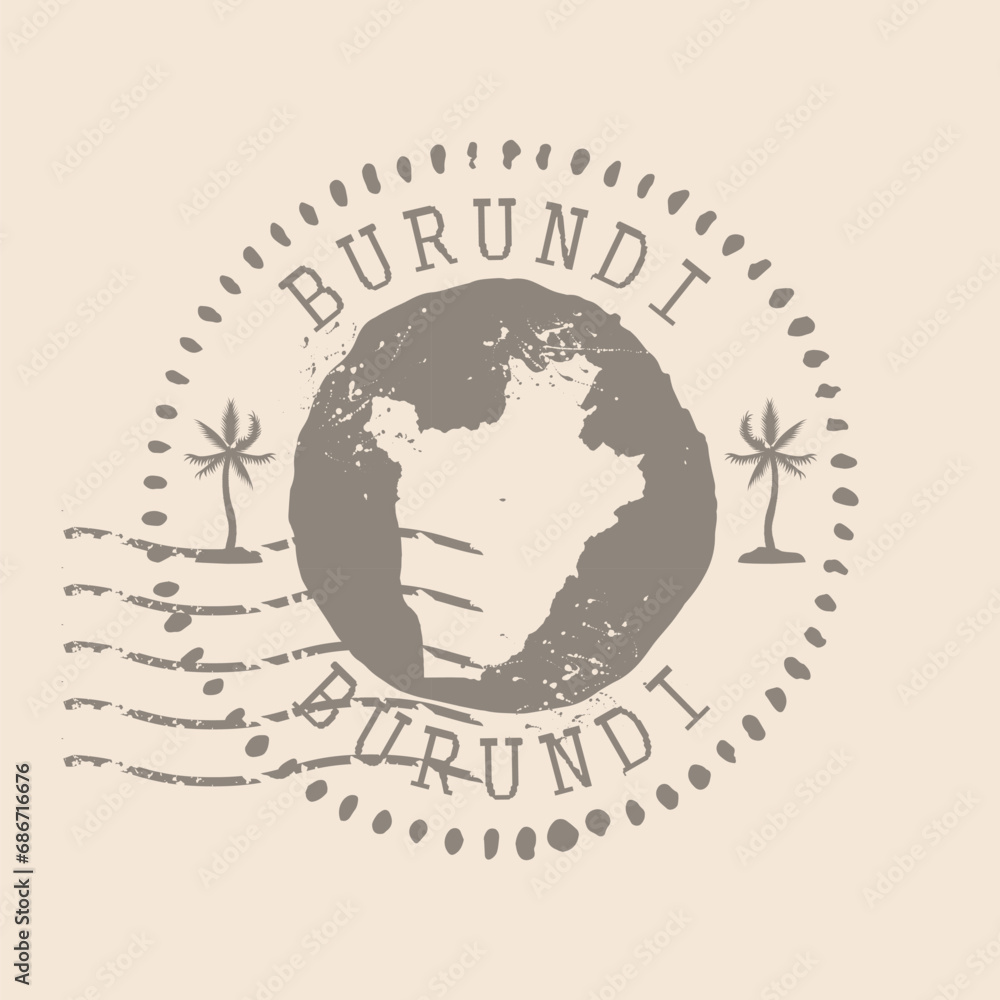 Stamp Postal of  Burundi. Map Silhouette rubber Seal.  Design Retro Travel. Seal of Map Burundi grunge  for your design. Republic of Burundi. EPS10