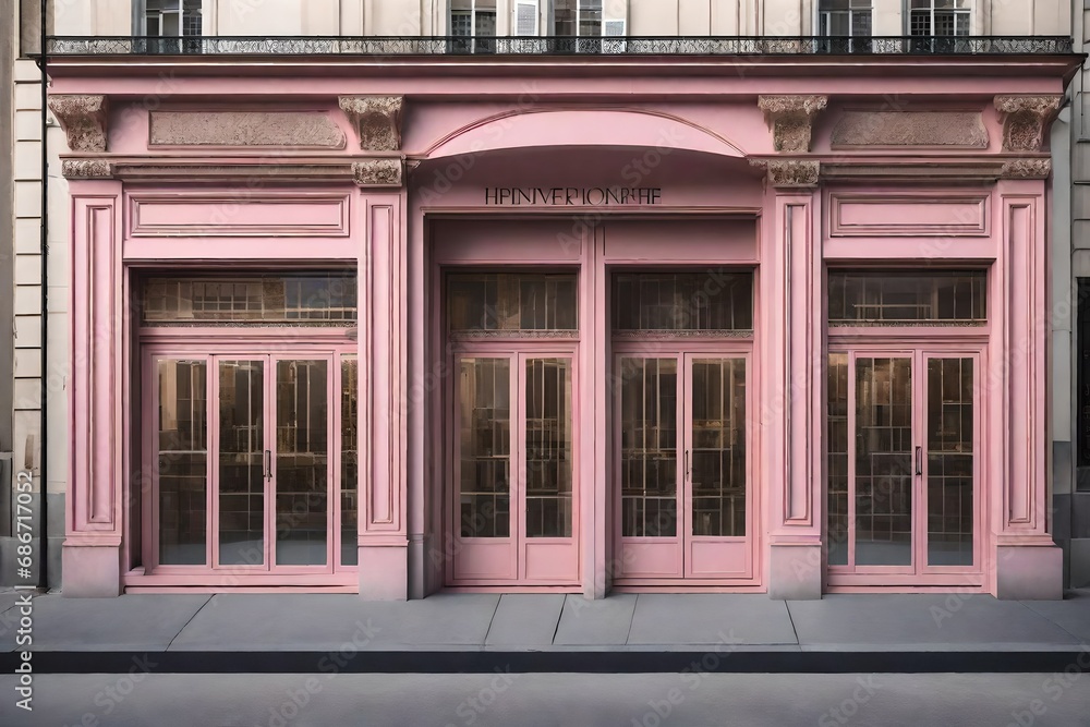 Fototapeta premium cute vintage pink boutique facade