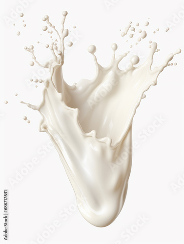 Isolated background splashing milk,created with Generative AI tecnology.